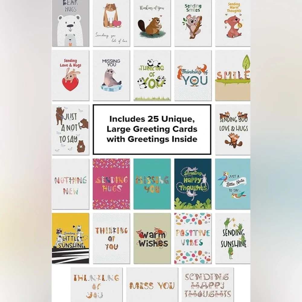 Cute Animal Thinking of You Cards 23 Cards And Envelopes